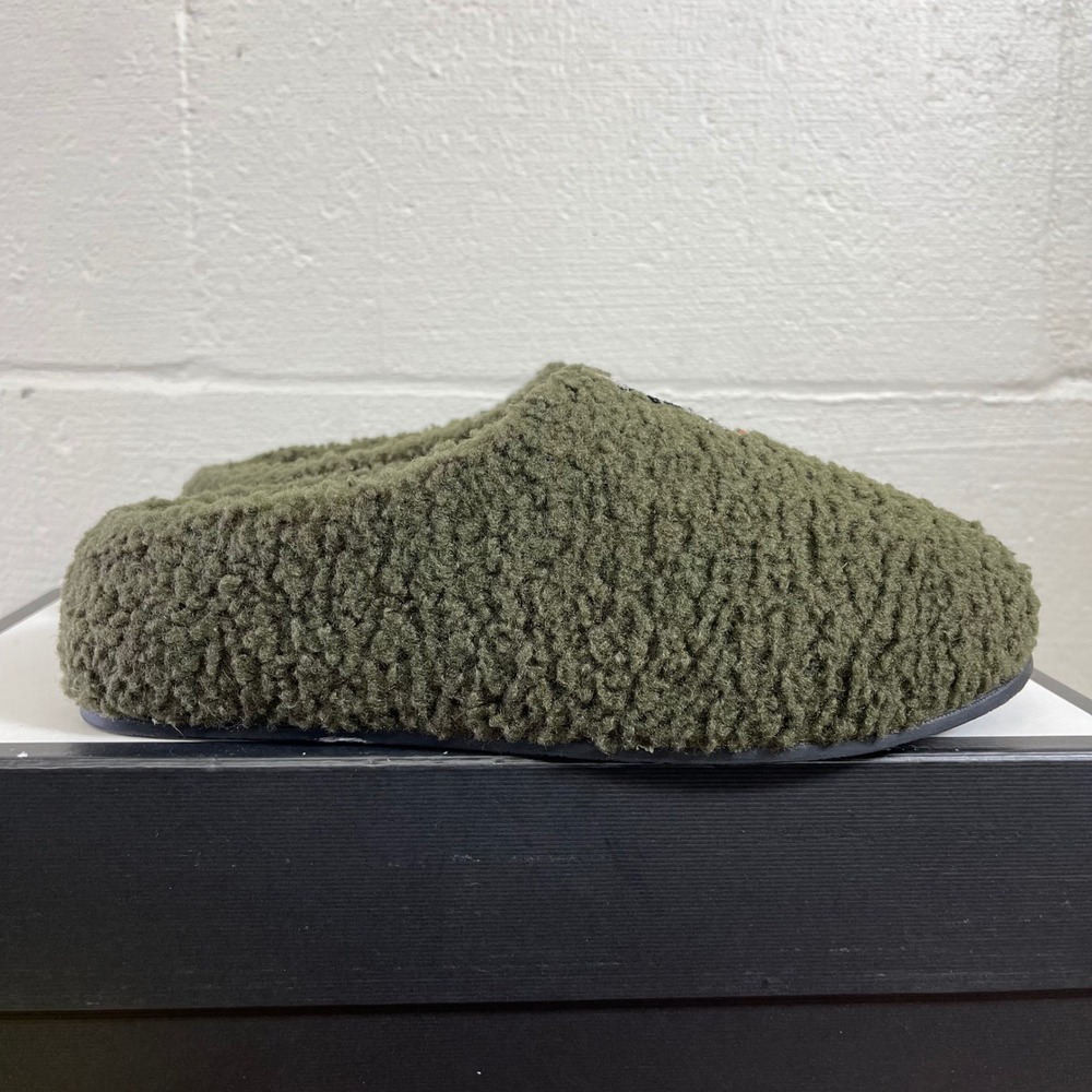 Bombas Sunday Slippers Olive Green Sherpa Fleece House Shoes Women's Size 8